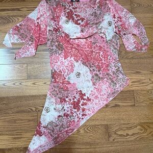 Y2K Fairycore Floral Asymmetrical Pink Top